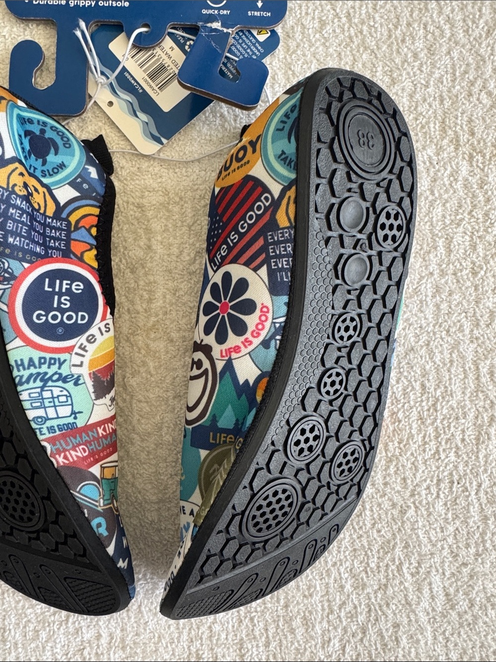 Life Is Good Multicolor Stickers Design Water Shoes - Picture 10 of 10
